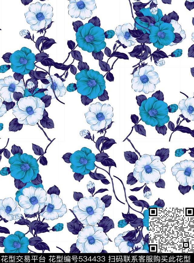 花卉数码印花华亿平台下载（图片编号: 534433） - 瓦栏（Walan）