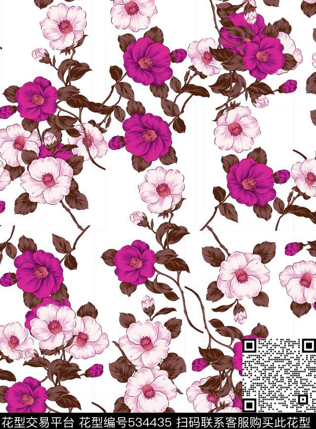 花卉数码印花华亿平台下载（图片编号: 534435） - 瓦栏（Walan）