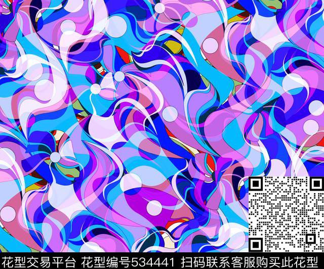 炫彩抽象数码印花华亿平台下载（图片编号: 534441） - 瓦栏（Walan）