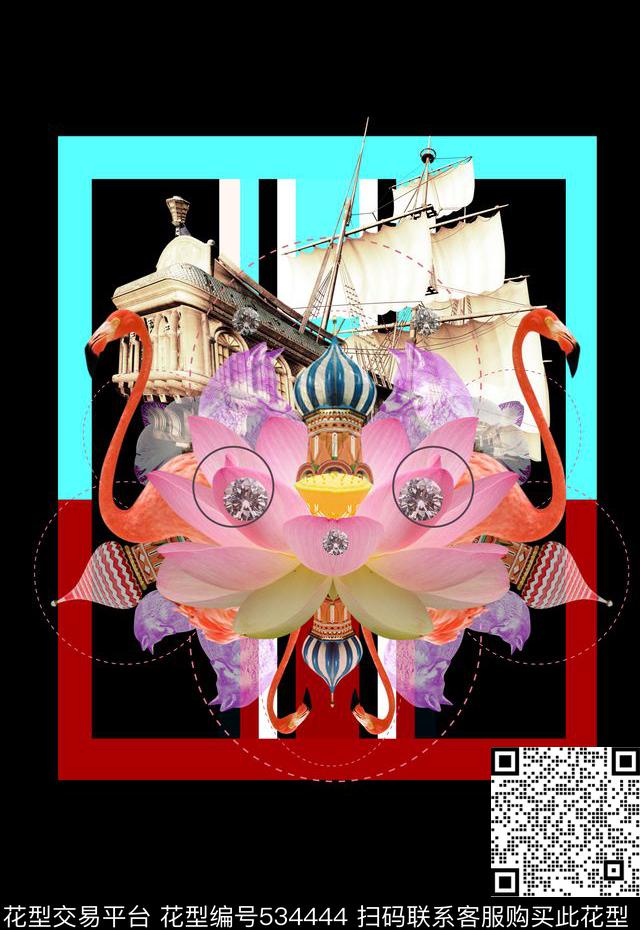 潮流时尚定位男装火烈鸟数码印花华亿平台下载（图片编号: 534444） - 瓦栏（Walan）