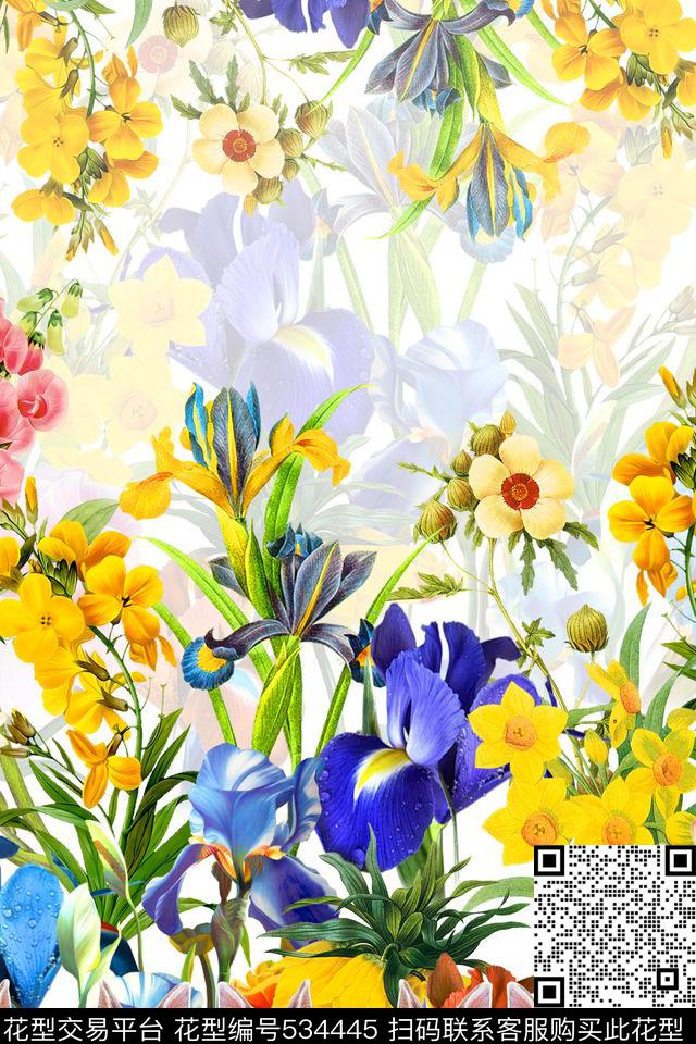 MAX-定位欧美民族风流行时尚手绘花卉丛林兔子精灵数码印花华亿平台下载（图片编号: 534445） - 瓦栏（Walan）