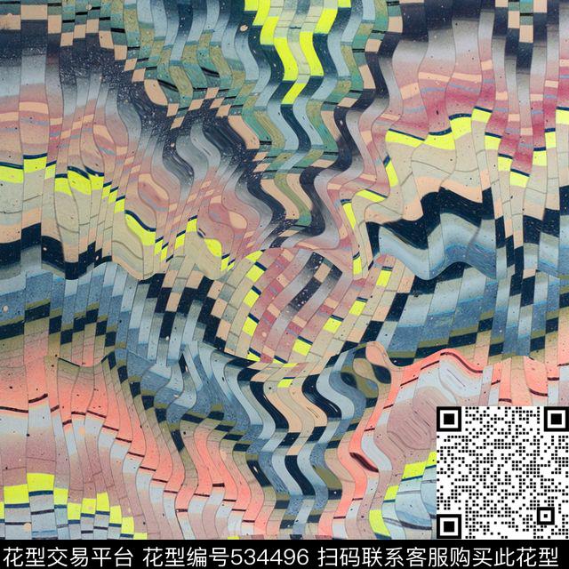 抽象几何线条数码印花华亿平台下载（图片编号: 534496） - 瓦栏（Walan）