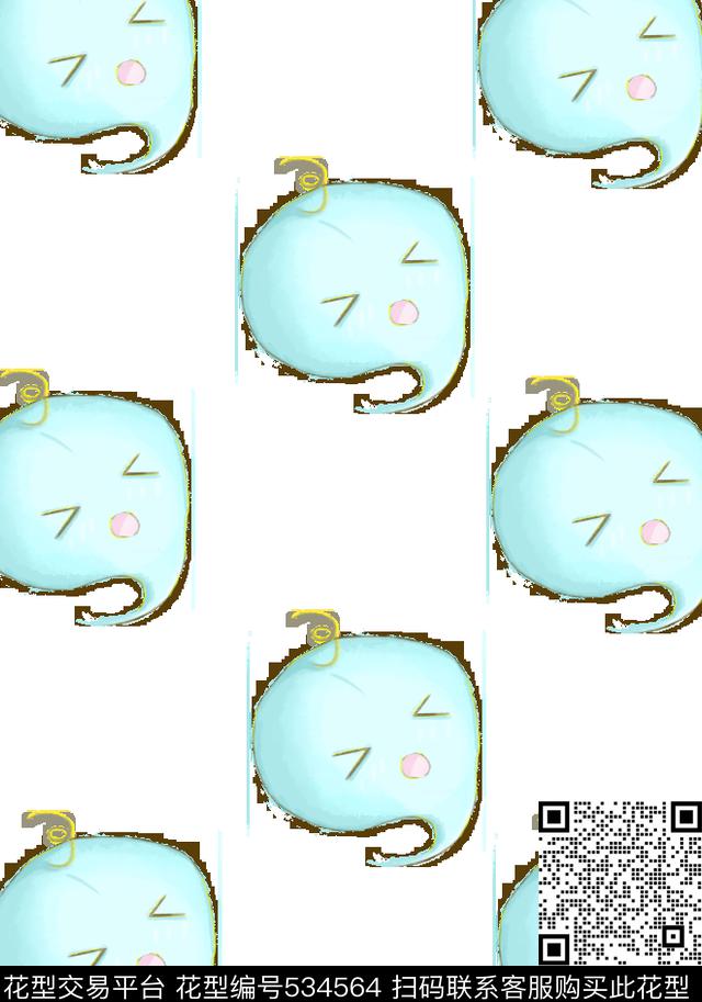 可爱手绘卡通糯米原创数码印花华亿平台下载（图片编号: 534564） - 瓦栏（Walan）