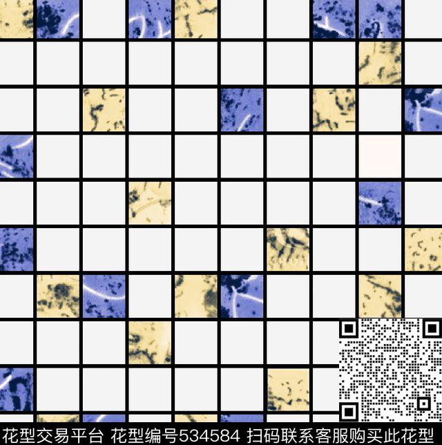 格子几何方块传统印花华亿平台下载（图片编号: 534584） - 瓦栏（Walan）