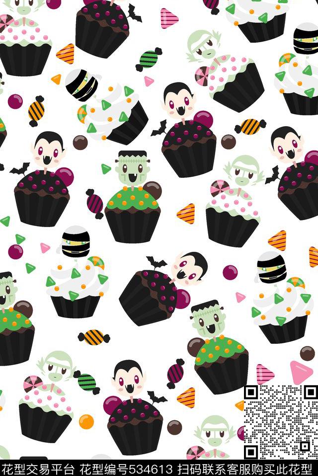 童趣卡通万圣节传统印花华亿平台下载（图片编号: 534613） - 瓦栏（Walan）