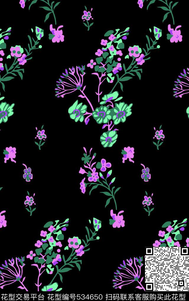 花卉小花旗袍传统印花华亿平台下载（图片编号: 534650） - 瓦栏（Walan）