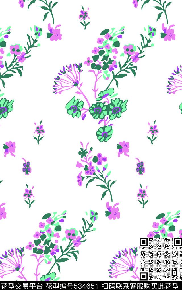 花卉小花旗袍传统印花华亿平台下载（图片编号: 534651） - 瓦栏（Walan）