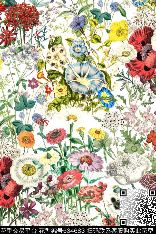 时尚小碎花花卉数码印花华亿平台下载（图片编号: 534683） - 瓦栏（Walan）