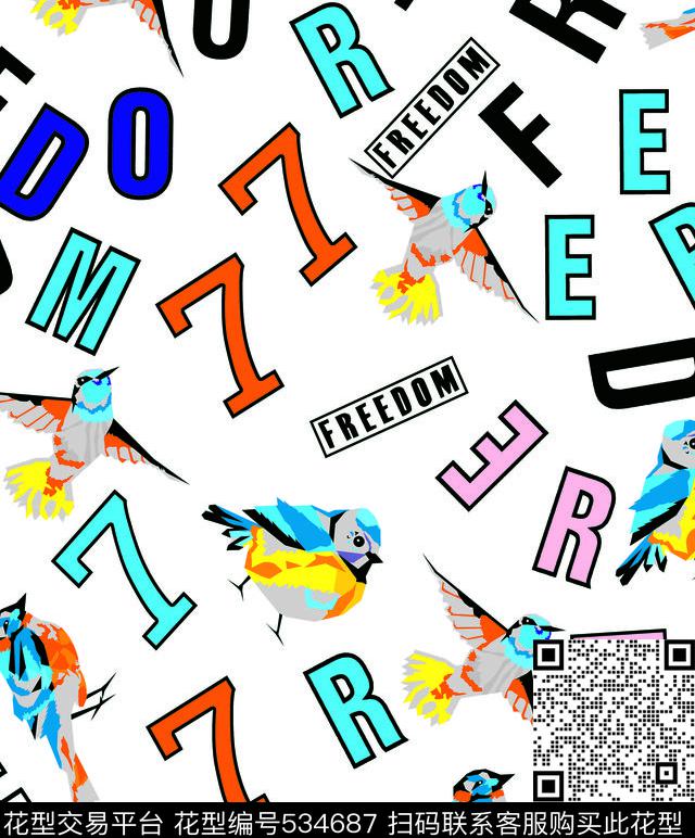 3D小鸟手绘小鸟卡通传统印花华亿平台下载（图片编号: 534687） - 瓦栏（Walan）