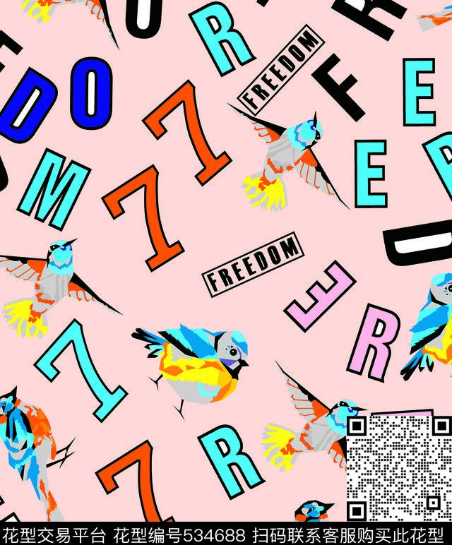 3D小鸟手绘小鸟卡通传统印花华亿平台下载（图片编号: 534688） - 瓦栏（Walan）