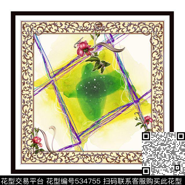 欧式T恤方格抽象数码印花华亿平台下载（图片编号: 534755） - 瓦栏（Walan）