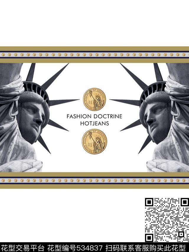 流行时尚石膏像自由女神数码印花华亿平台下载（图片编号: 534837） - 瓦栏（Walan）