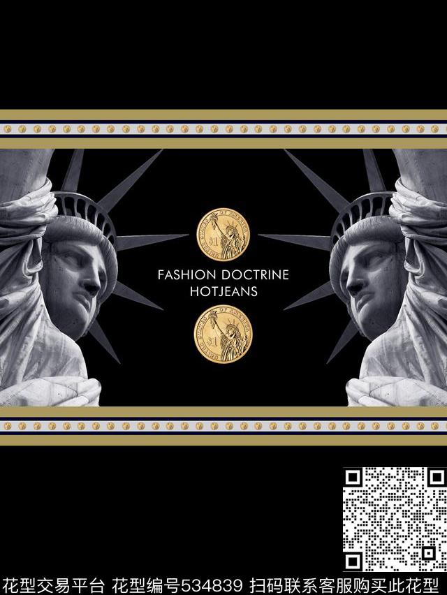 流行时尚石膏像自由女神数码印花华亿平台下载（图片编号: 534839） - 瓦栏（Walan）