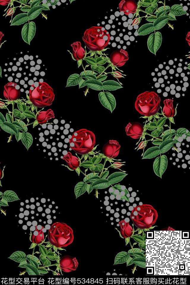 2017女装半身裙红玫瑰数码印花华亿平台下载（图片编号: 534845） - 瓦栏（Walan）