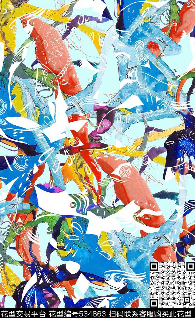 女装连衣裙数码印花沙发布数码印花华亿平台下载（图片编号: 534863） - 瓦栏（Walan）