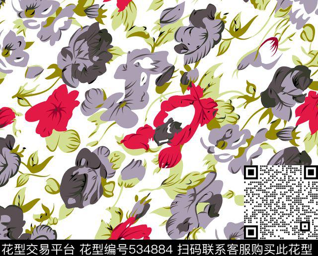 字母定位花扎染华亿平台传统印花华亿平台下载（图片编号: 534884） - 瓦栏（Walan）