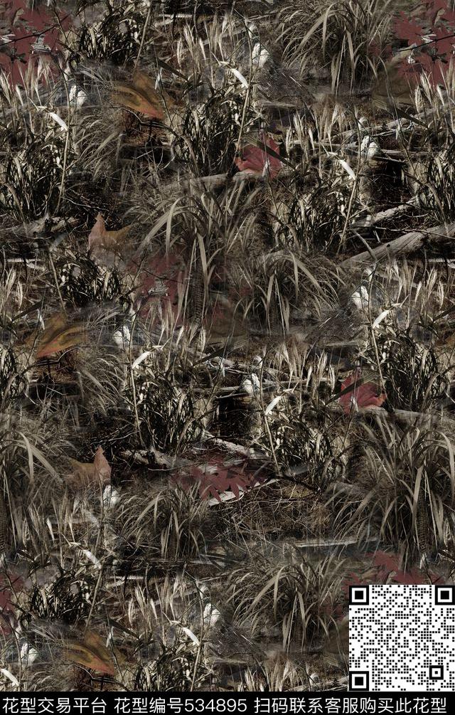 草枫叶枯树数码印花华亿平台下载（图片编号: 534895） - 瓦栏（Walan）