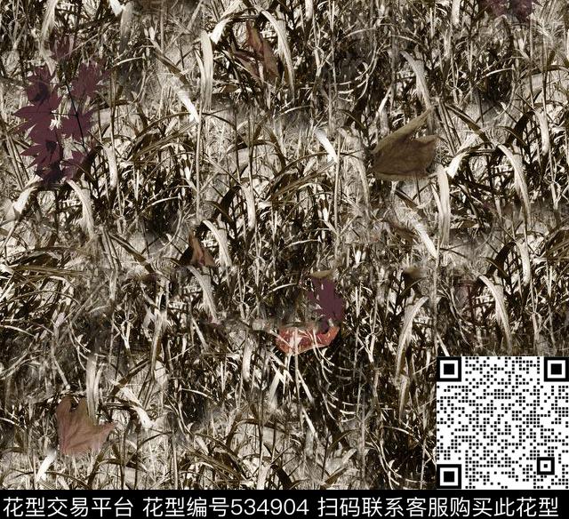秋叶枯草深秋数码印花华亿平台下载（图片编号: 534904） - 瓦栏（Walan）