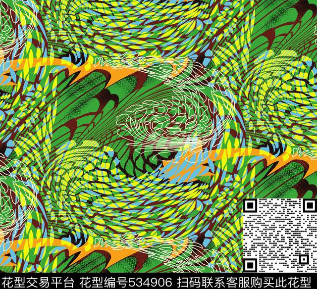线条几何花卉花纹传统印花华亿平台下载（图片编号: 534906） - 瓦栏（Walan）