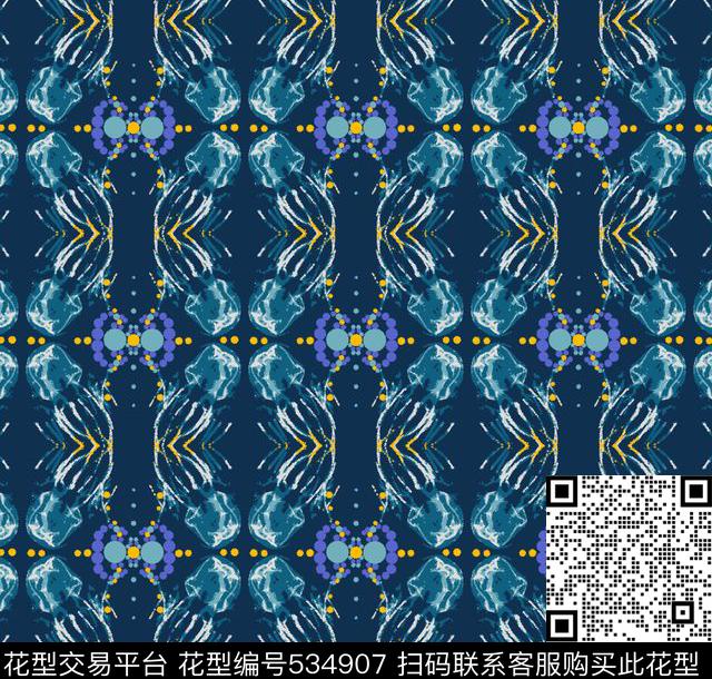 线条几何花卉花纹传统印花华亿平台下载（图片编号: 534907） - 瓦栏（Walan）