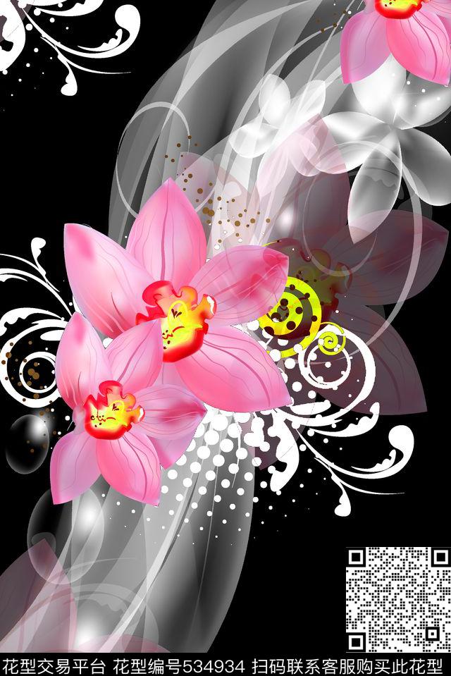 抽象烟雾顠带纹理数码印花华亿平台下载（图片编号: 534934） - 瓦栏（Walan）