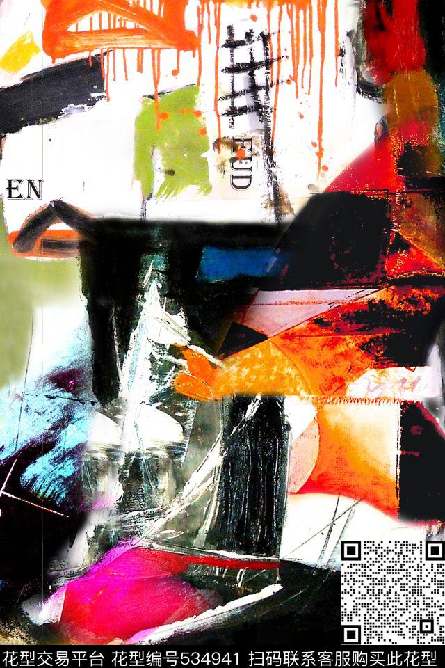 抽象海报油画数码印花华亿平台下载（图片编号: 534941） - 瓦栏（Walan）
