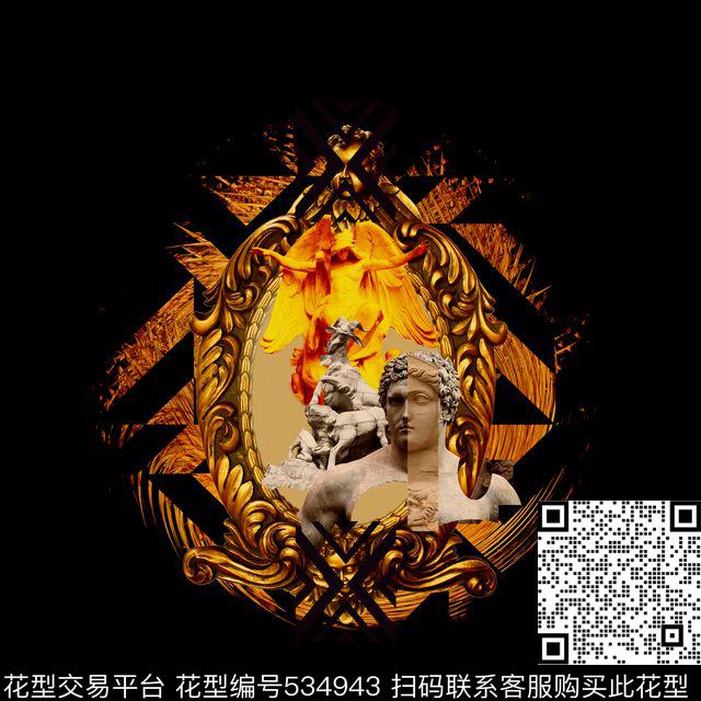 欧式抽像雕像数码印花华亿平台下载（图片编号: 534943） - 瓦栏（Walan）