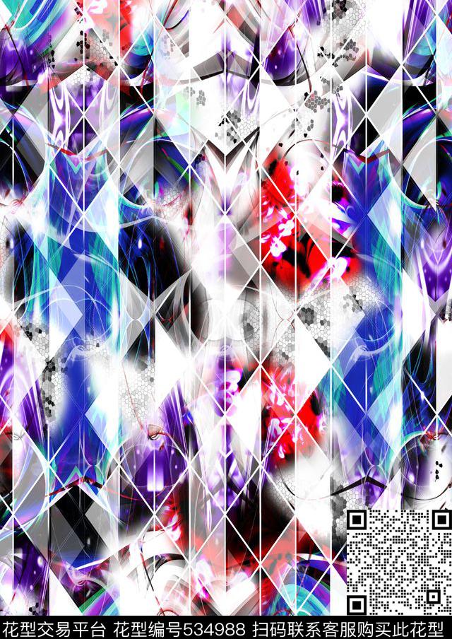 几何纹理线条数码印花华亿平台下载（图片编号: 534988） - 瓦栏（Walan）