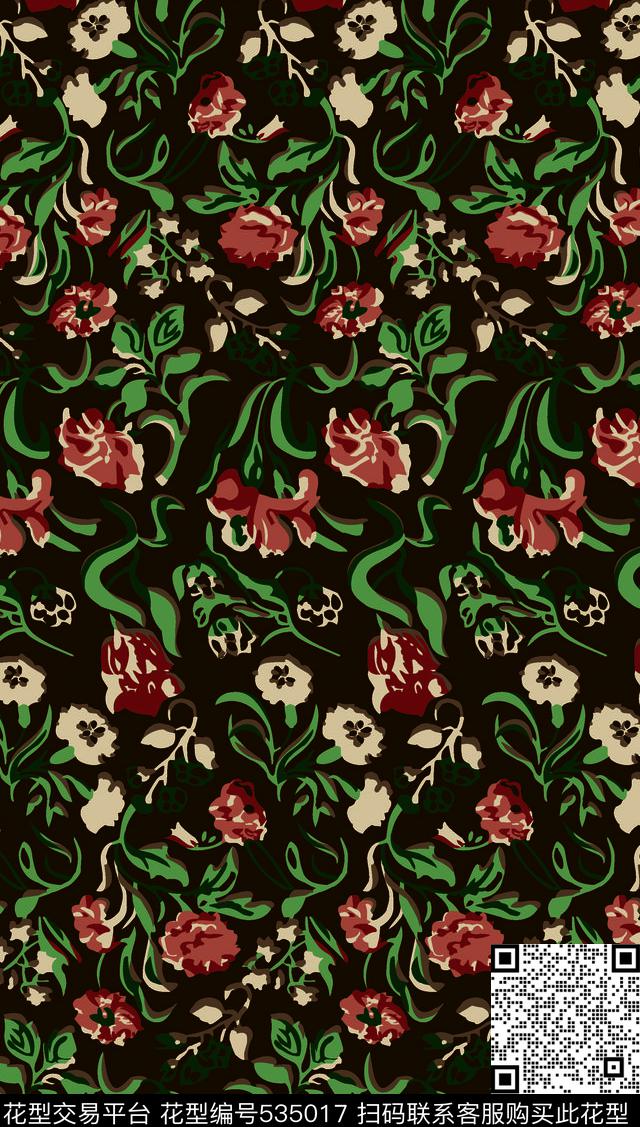 花卉小花花纹传统印花华亿平台下载（图片编号: 535017） - 瓦栏（Walan）