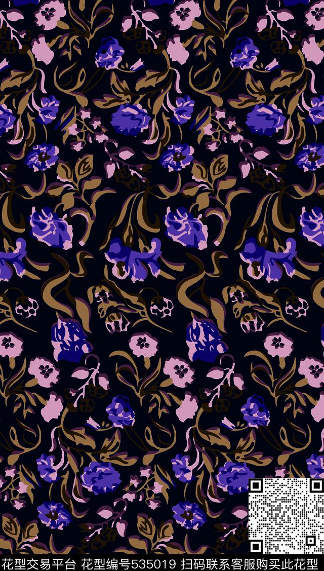 花卉小花花纹传统印花华亿平台下载（图片编号: 535019） - 瓦栏（Walan）