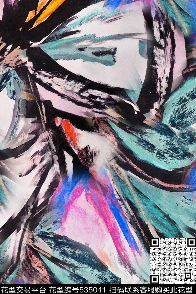 时尚流行休闲水墨炫彩数码印花华亿平台下载（图片编号: 535041） - 瓦栏（Walan）