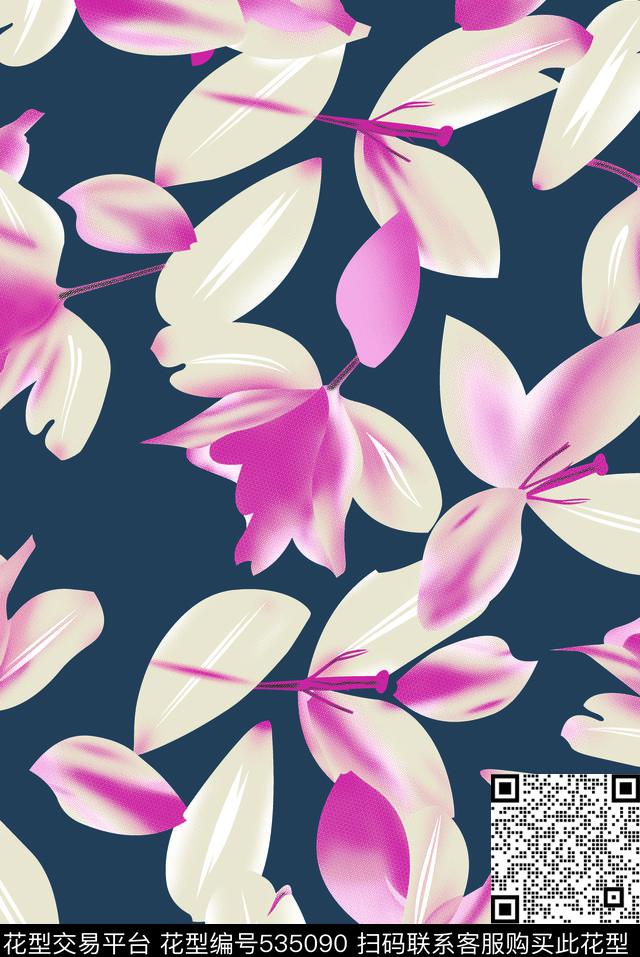 抽象红叶子抽象花卉叶子传统印花华亿平台下载（图片编号: 535090） - 瓦栏（Walan）