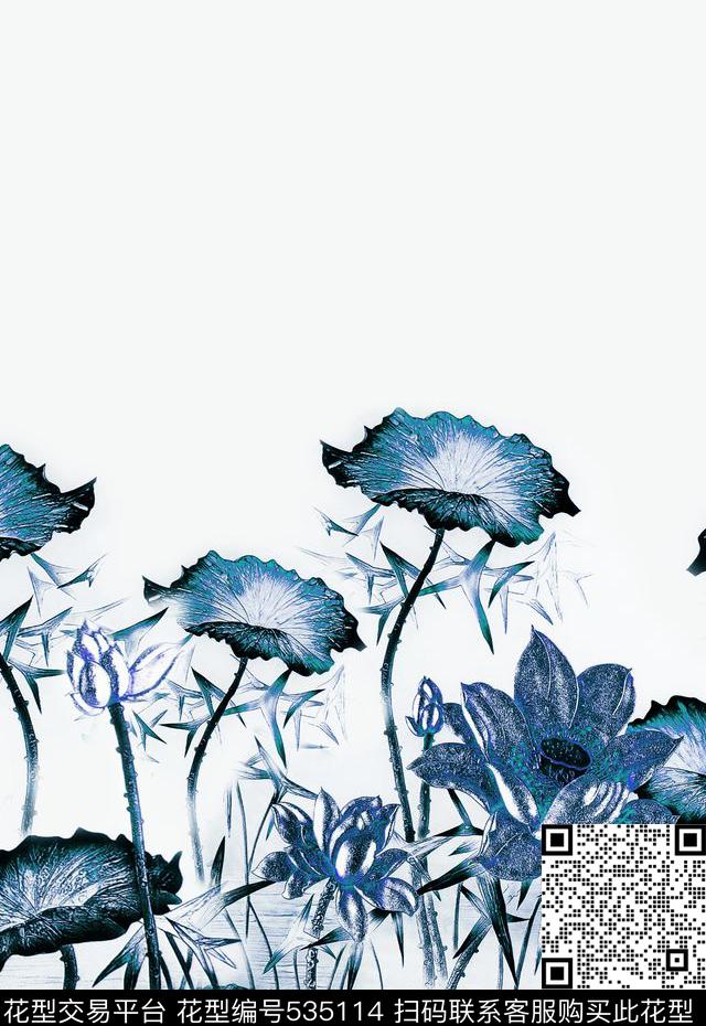 原创定位时尚立体金属雕刻荷塘荷花浮雕欧美荷塘月色男装商务男装衬衫卫衣数码印花华亿平台下载（图片编号: 535114） - 瓦栏（Walan）