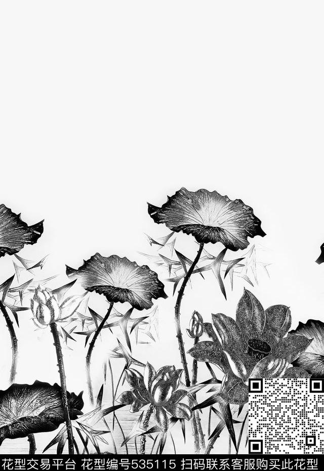 原创定位时尚立体金属雕刻荷塘荷花浮雕欧美荷塘月色男装商务男装衬衫卫衣数码印花华亿平台下载（图片编号: 535115） - 瓦栏（Walan）