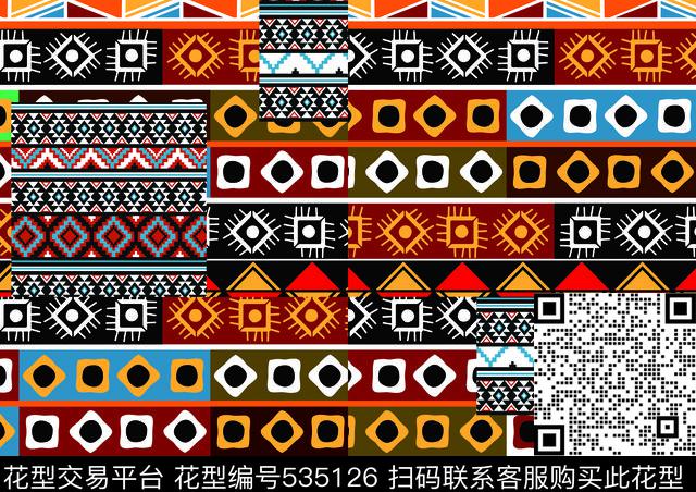 花纹几何时尚传统印花华亿平台下载（图片编号: 535126） - 瓦栏（Walan）