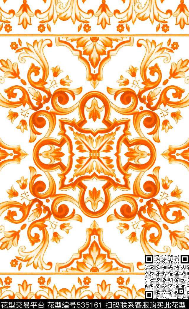 复古青花瓷青花瓷时尚花纹传统印花华亿平台下载（图片编号: 535161） - 瓦栏（Walan）