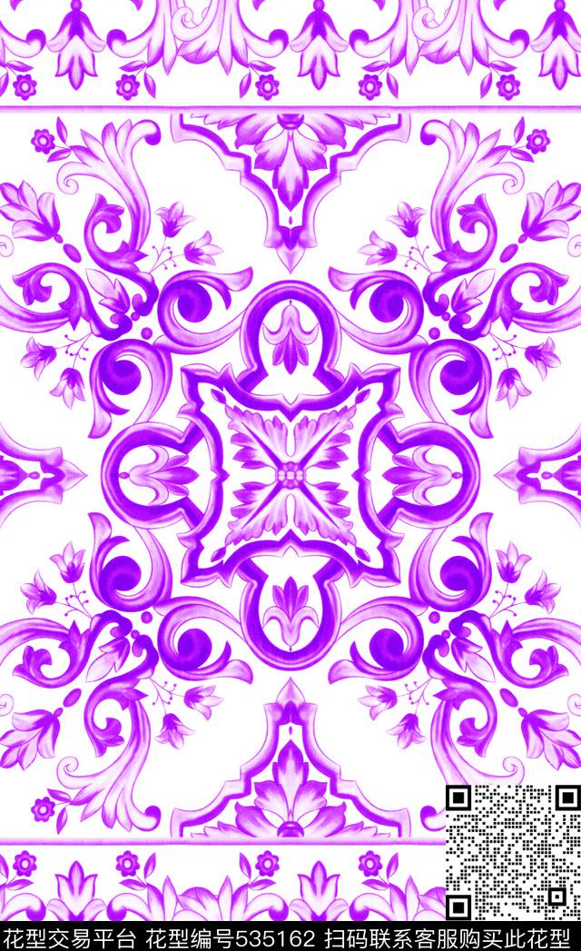 复古青花瓷青花瓷时尚花纹传统印花华亿平台下载（图片编号: 535162） - 瓦栏（Walan）