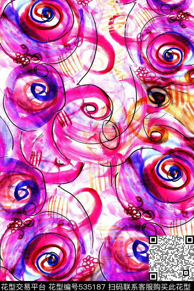 手绘水彩纹理数码印花华亿平台下载（图片编号: 535187） - 瓦栏（Walan）