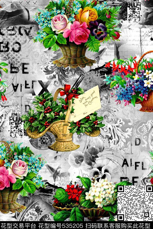 欧式复古字母数码印花华亿平台下载（图片编号: 535205） - 瓦栏（Walan）