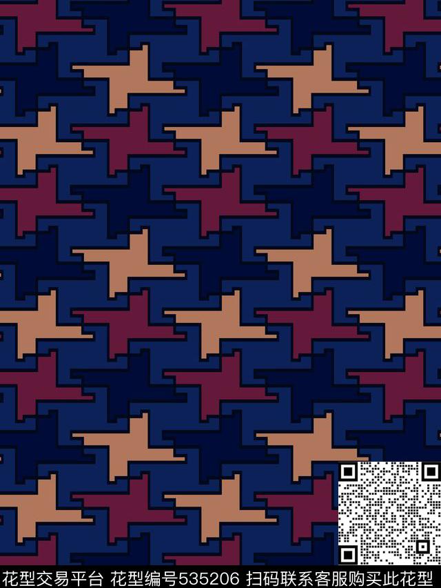 几何大千鸟格男装毛衣图案传统印花华亿平台下载（图片编号: 535206） - 瓦栏（Walan）