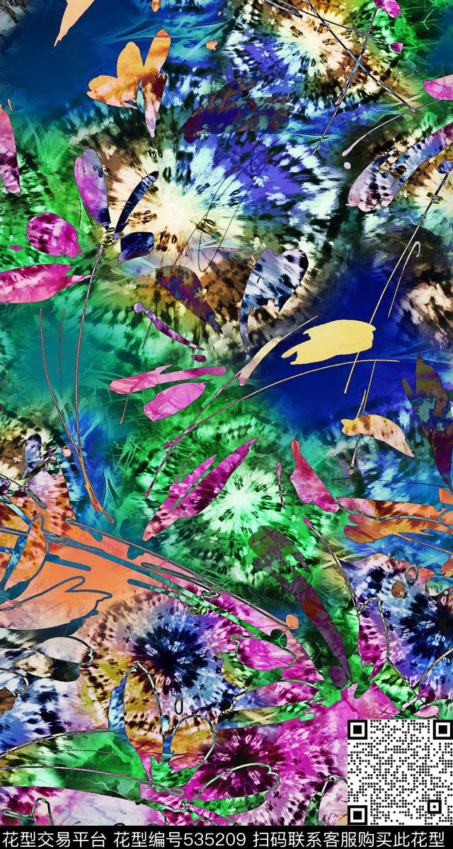 抽象花卉数码数码印花华亿平台下载（图片编号: 535209） - 瓦栏（Walan）