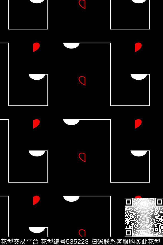 抽象几何心形传统印花华亿平台下载（图片编号: 535223） - 瓦栏（Walan）