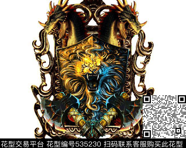 花藤狮子盾牌数码印花华亿平台下载（图片编号: 535230） - 瓦栏（Walan）