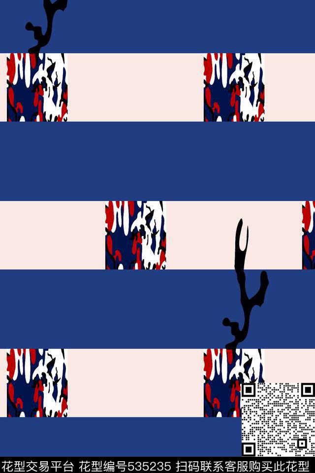 抽象条纹涂鸦传统印花华亿平台下载（图片编号: 535235） - 瓦栏（Walan）