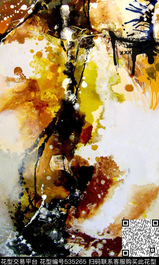 油画抽象手绘数码印花华亿平台下载（图片编号: 535265） - 瓦栏（Walan）