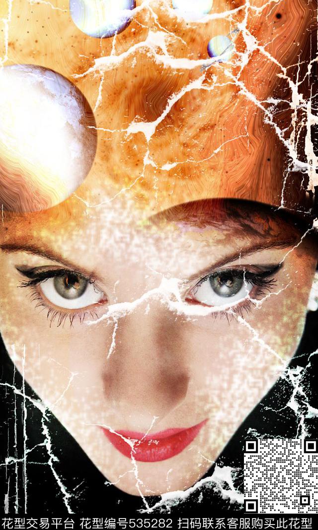 科技感人脸宇宙数码印花华亿平台下载（图片编号: 535282） - 瓦栏（Walan）
