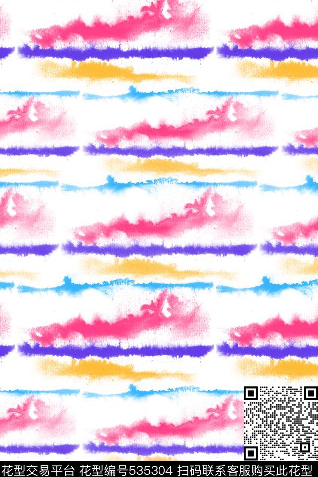 笔触彩色条纹传统印花华亿平台下载（图片编号: 535304） - 瓦栏（Walan）