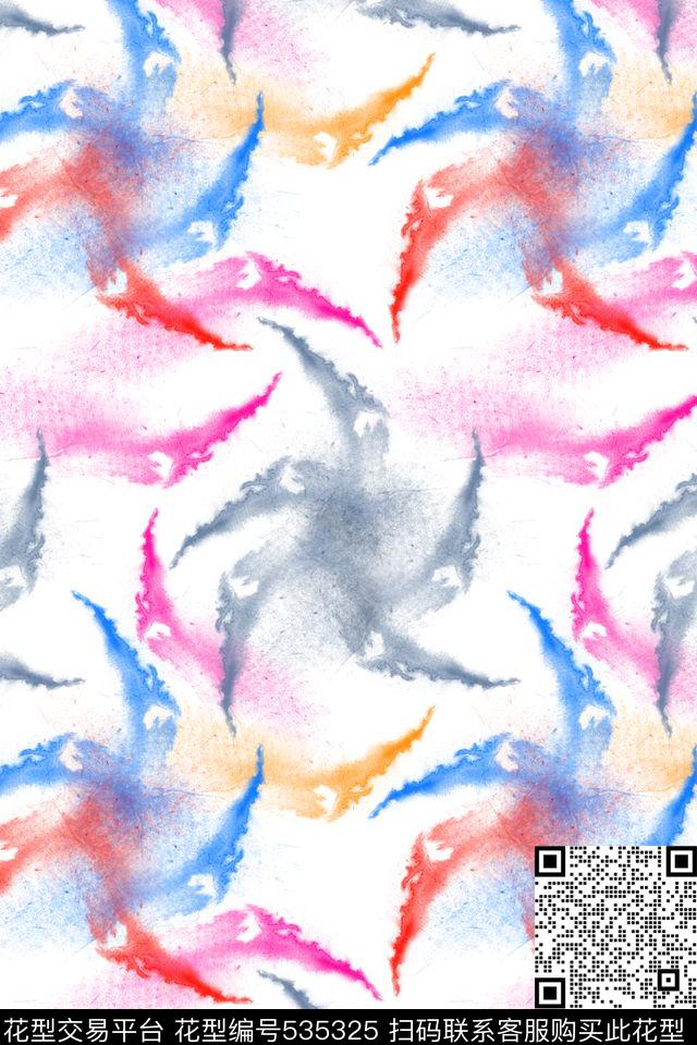 彩色飞舞条纹传统印花华亿平台下载（图片编号: 535325） - 瓦栏（Walan）