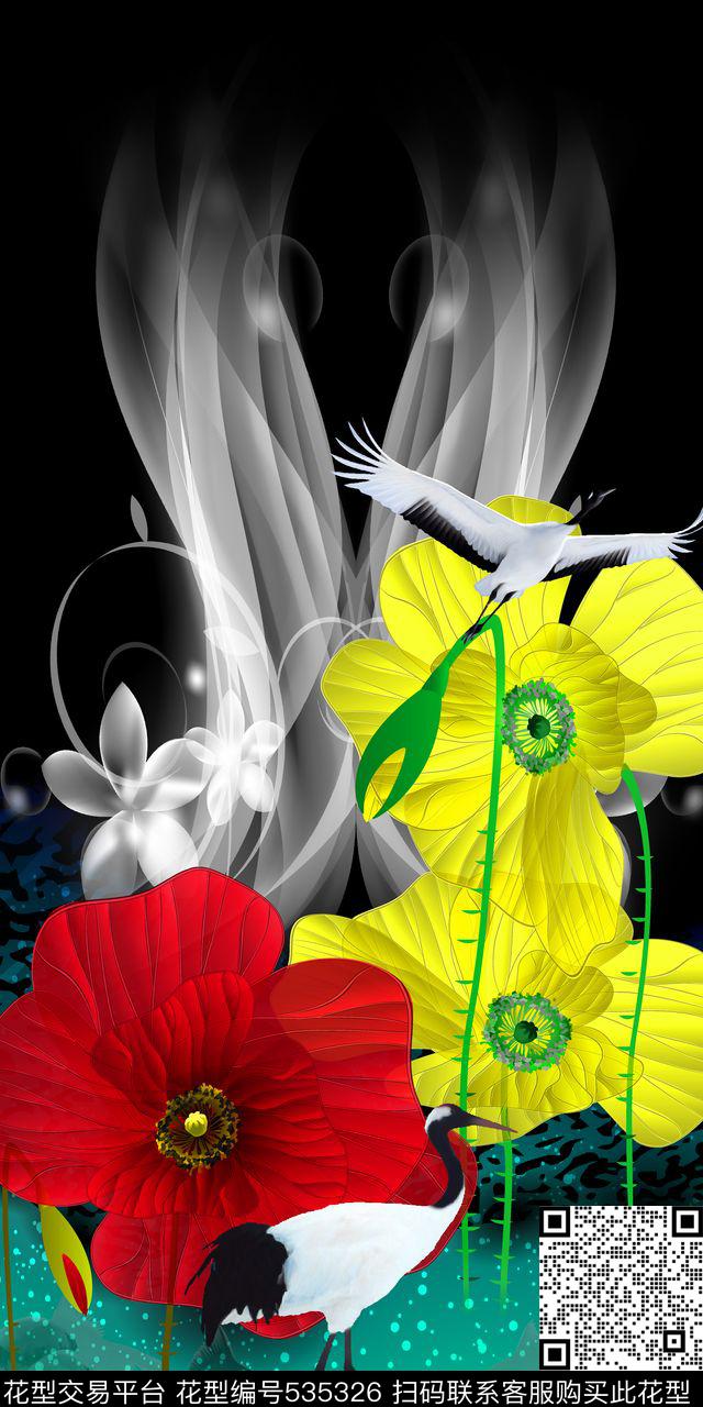 白鹤斑点纹理抽象数码印花华亿平台下载（图片编号: 535326） - 瓦栏（Walan）