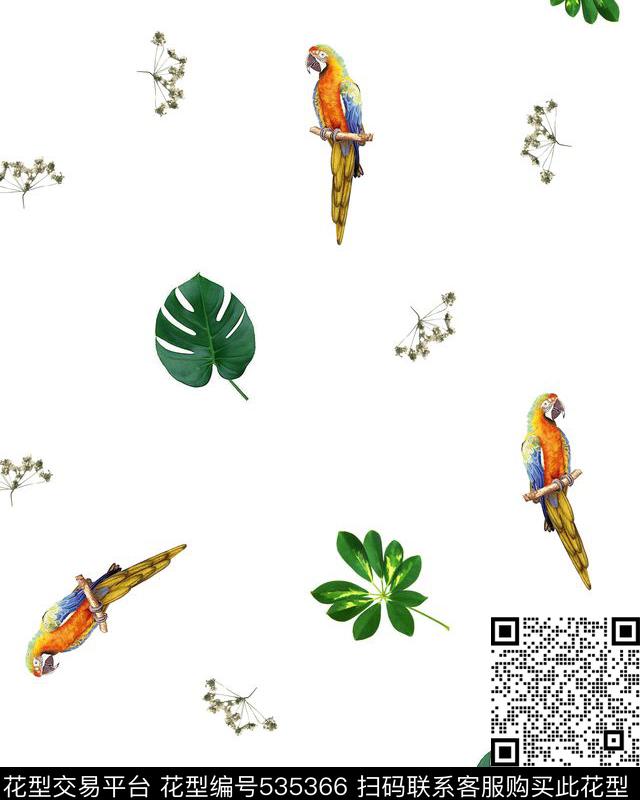 男装华亿平台时尚鹦鹉数码印花华亿平台下载（图片编号: 535366） - 瓦栏（Walan）